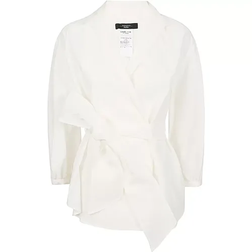 Cotton and silk belted shirt , female, Sizes: 3XS - Max Mara Weekend - Modalova