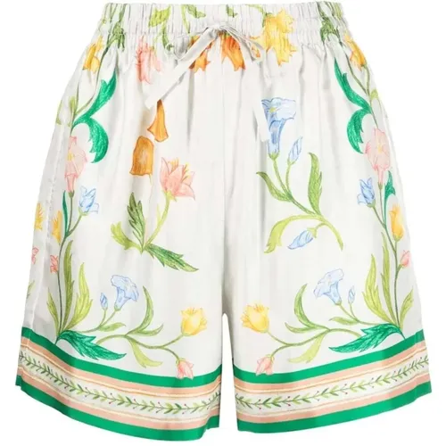 Floral Print Silk Shorts , female, Sizes: 2XS - Casablanca - Modalova
