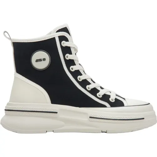 Schwarze High-Top Sneakers Weiche Textilien , Damen, Größe: 37 EU - Estro - Modalova