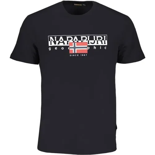 Schwarzes T-Shirt mit Logo-Druck - Napapijri - Modalova