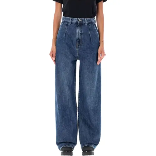 Gewaschene blaue High-Rise Denim Jeans , Damen, Größe: W25 - Loulou Studio - Modalova