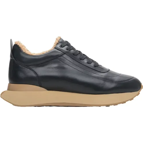 Damen Schwarze & Beige Sneakers aus Echtem Leder mit Pelz für den Winter Er00114134 , Damen, Größe: 39 EU - Estro - Modalova