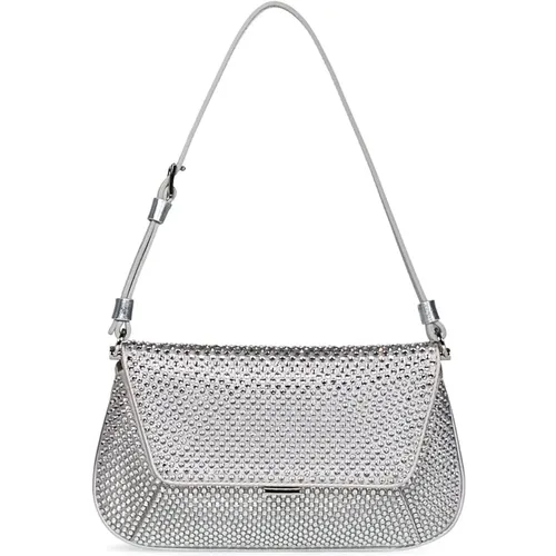 Crystal Shoulder Bag Silver , female, Sizes: ONE SIZE - Amina Muaddi - Modalova