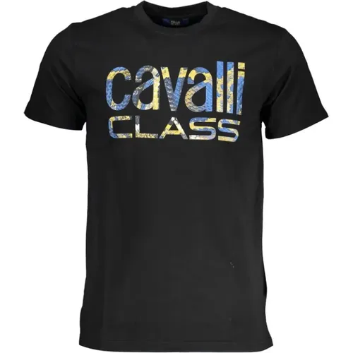 Schwarzes Bedrucktes Logo T-Shirt , Herren, Größe: 2XL - Cavalli Class - Modalova