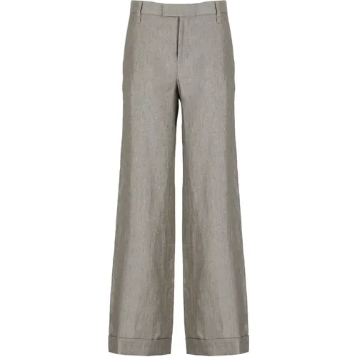 Grey Linen Pants with Belt Loops , female, Sizes: XS, 2XS, S - BRUNELLO CUCINELLI - Modalova
