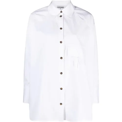 Raglan-sleeved cotton shirt , female, Sizes: 2XS - Ganni - Modalova