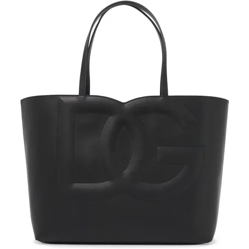 Quilted DG Logo Leather Tote Bag , female, Sizes: ONE SIZE - Dolce & Gabbana - Modalova