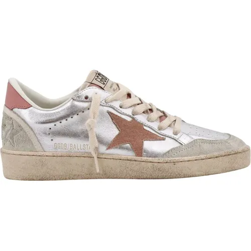 Silver Lace-up Sneakers with Iconic Star , female, Sizes: 7 UK - Golden Goose - Modalova