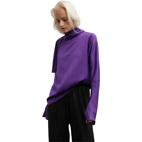Rika silk blouse violet , Damen, Größe: XL - Ahlvar Gallery - Modalova
