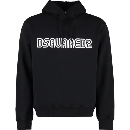 Logo Print Hoodie with Ribbed Cuffs , male, Sizes: L, XL - Dsquared2 - Modalova