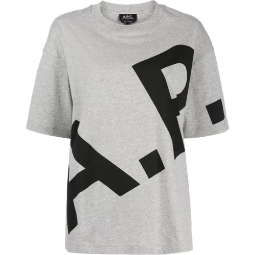 Logo Print Grey T-shirts and Polos , male, Sizes: S, M - A.p.c. - Modalova