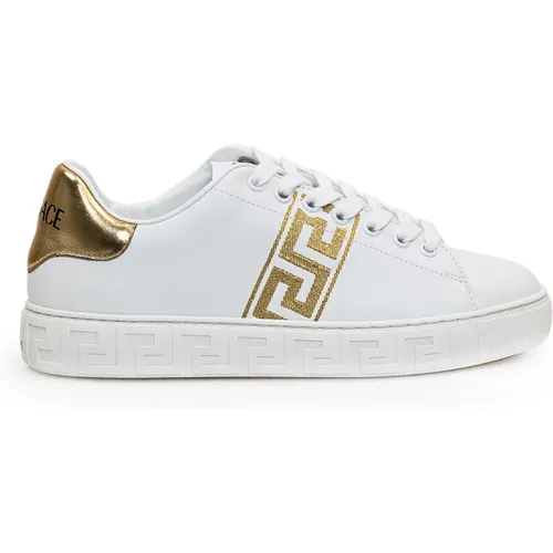 Weiße Sneakers mit Griechischem Muster , Damen, Größe: 37 EU - Versace - Modalova