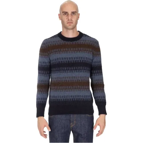 Striped Crewneck Sweater English Knit , male, Sizes: M, XL - Altea - Modalova