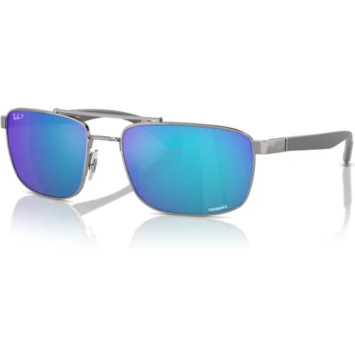 Rectangular Polarized Sunglasses Blue-Green Mirrored , unisex, Sizes: 60 MM - Ray-Ban - Modalova