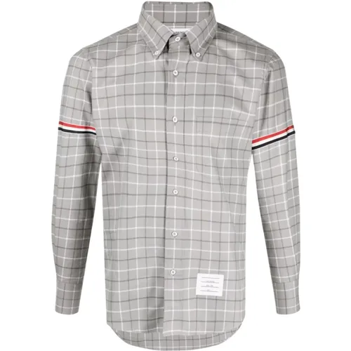 Graues Tattersall Check Baumwollhemd - Thom Browne - Modalova