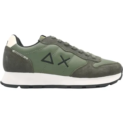 Klassische Militär Dunkelgrüne Sneakers , Herren, Größe: 43 EU - Sun68 - Modalova