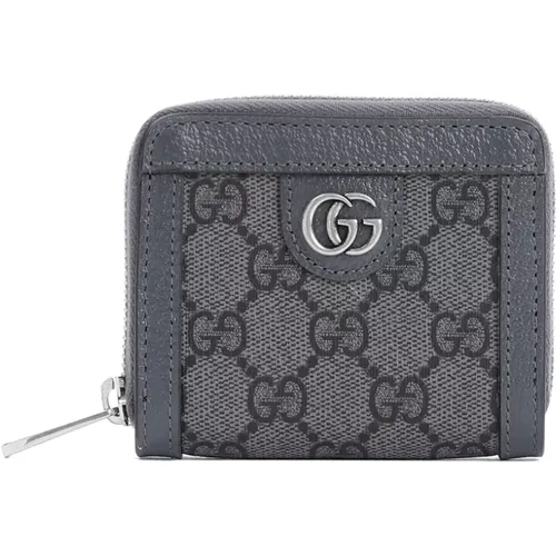 Grey Canvas Wallet with Leather Trims , male, Sizes: ONE SIZE - Gucci - Modalova