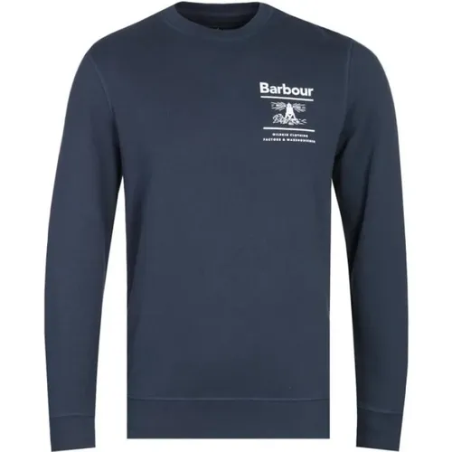 Navy Reed Crew Sweatshirt , Herren, Größe: L - Barbour - Modalova