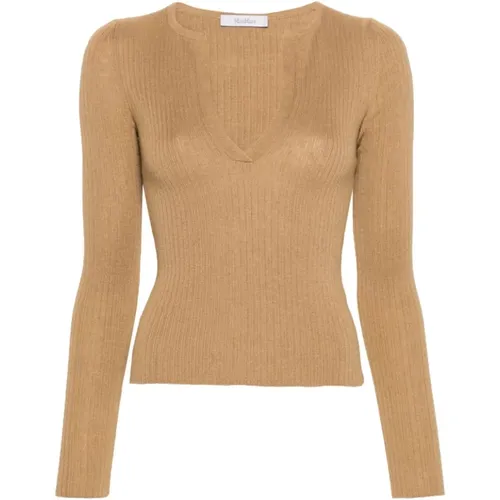 Caramel Ribbed Knit Sweater , female, Sizes: M, S, XS, L - Max Mara - Modalova