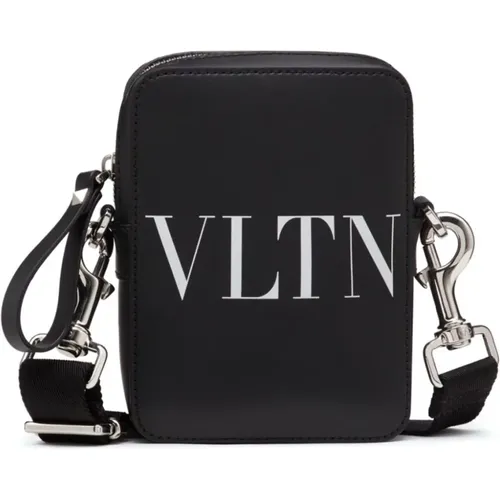 Small Vltn Leather Messenger Bag , male, Sizes: ONE SIZE - Valentino Garavani - Modalova