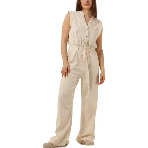 Weißer Baumwoll Leinen Jumpsuit , Damen, Größe: 2XL - Summum Woman - Modalova