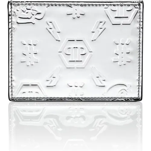 Mirrored Leather Card Holder , male, Sizes: ONE SIZE - Philipp Plein - Modalova