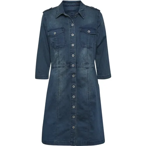 Denim Uniform Dress Royal Navy , female, Sizes: S, XS, 3XL, M, XL, L, 2XL - Cream - Modalova