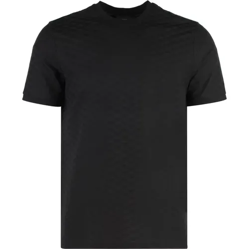 Geripptes Baumwoll-Crew-Neck T-Shirt , Herren, Größe: XL - Emporio Armani - Modalova