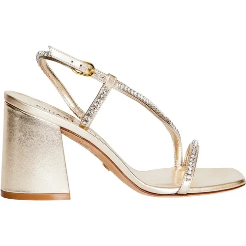 Crystal-Adorned Gold Sandals , female, Sizes: 5 1/2 UK, 7 UK, 4 1/2 UK, 3 1/2 UK, 4 UK, 6 UK, 3 UK - Stuart Weitzman - Modalova