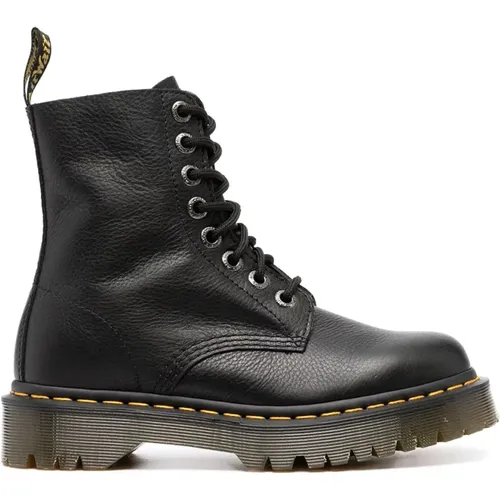 Schwarze Lederstiefel mit Schnürung , Herren, Größe: 43 1/2 EU - Dr. Martens - Modalova