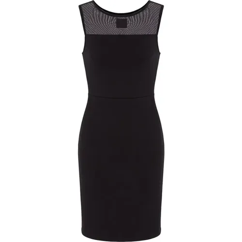 Schwarzes Elegantes Kleid V-Ausschnitt Plissiert , Damen, Größe: XS - Armani Exchange - Modalova