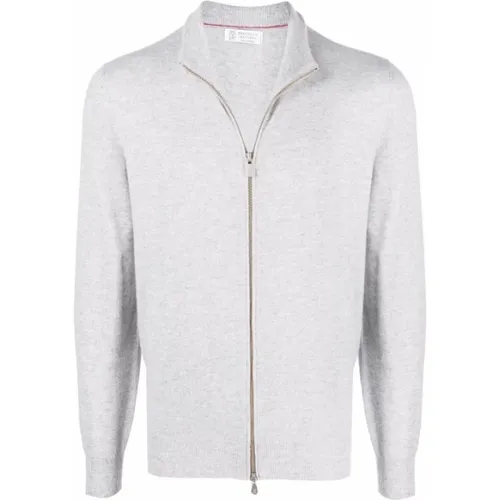 Zip-through Sweater for Men , male, Sizes: 2XL - BRUNELLO CUCINELLI - Modalova