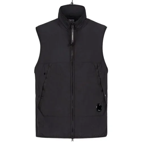 Wasserabweisende Schwarze Ärmellose Jacke für Herren , Herren, Größe: XS - C.P. Company - Modalova