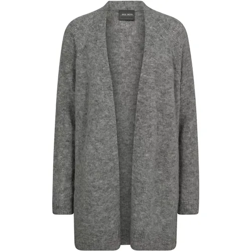 Langer Cardigan in Grau Melange Alpaka Wolle Mischung , Damen, Größe: XL - MOS MOSH - Modalova