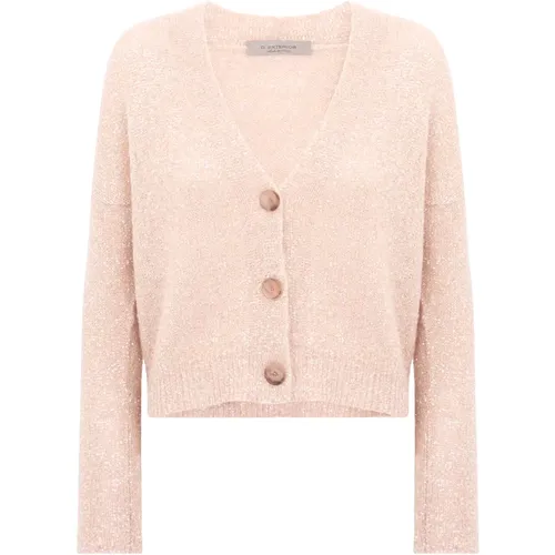 Rosa Lurex Cardigan Wolle V-Ausschnitt Damen , Damen, Größe: L - D.Exterior - Modalova