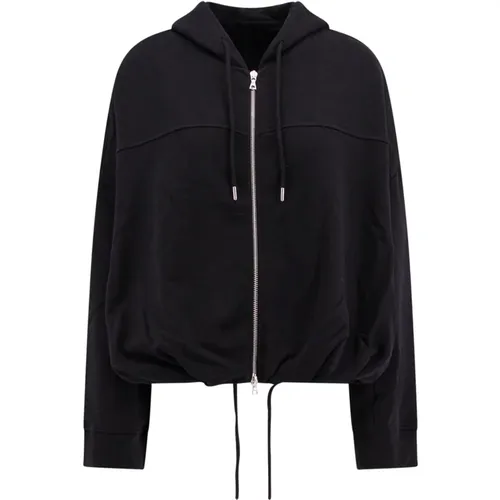 Schwarzer Crop Sweatshirt mit Kapuze , Damen, Größe: S - Dries Van Noten - Modalova