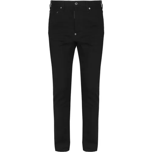 Schwarze Baumwoll Slim Fit Jeans , Herren, Größe: 2XL - Dsquared2 - Modalova