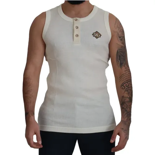 Off Wool Tank Top Sleeveless T-shirt , male, Sizes: L - Dolce & Gabbana - Modalova