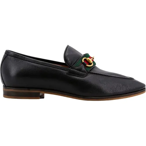 Leather Loafer with Horsebit Detail , male, Sizes: 9 1/2 UK - Gucci - Modalova