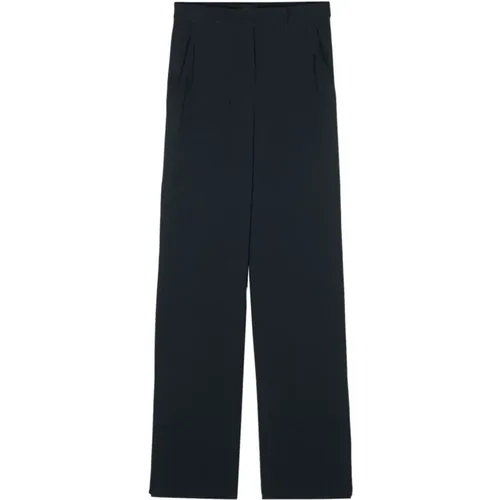 Navy High-Waisted Trousers , female, Sizes: 2XL - Emporio Armani - Modalova