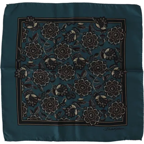 Blauer Blumiger Seidenquadrat Taschentuch Schal , Herren, Größe: ONE Size - Dolce & Gabbana - Modalova