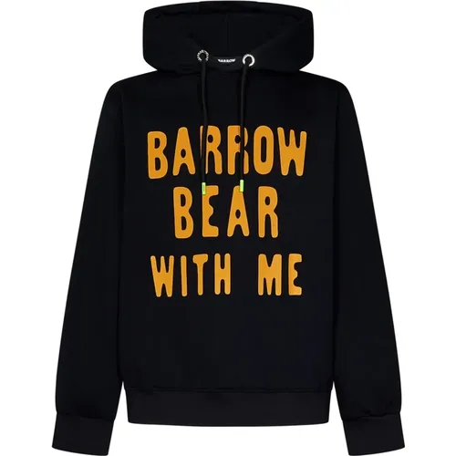 Schwarzer Pullover mit Kapuze und geripptem Saum , Herren, Größe: L - Barrow - Modalova