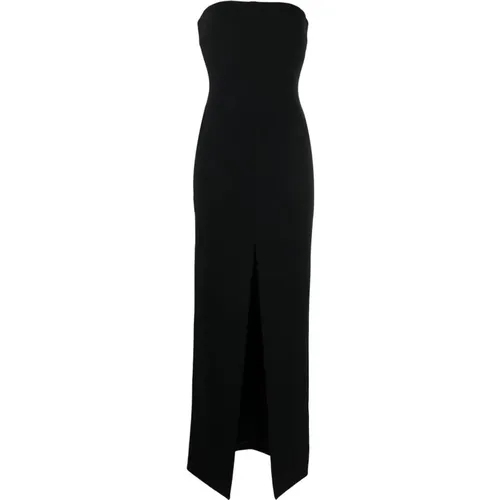 Schwarzes Trägerloses Maxikleid Vorderschlitz , Damen, Größe: XS - Solace London - Modalova