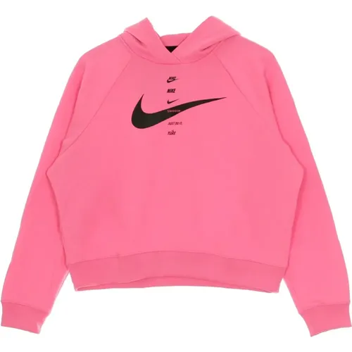 Glow/Black Swoosh Hoodie Women , female, Sizes: L - Nike - Modalova