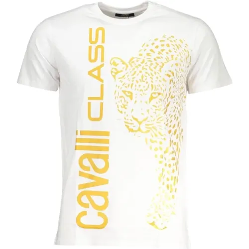 Kurzarm Bedrucktes Logo T-Shirt , Herren, Größe: L - Cavalli Class - Modalova