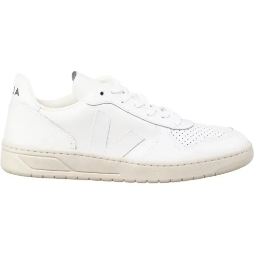 Weiße Leder Casual Sneakers V-10 , Damen, Größe: 38 EU - Veja - Modalova