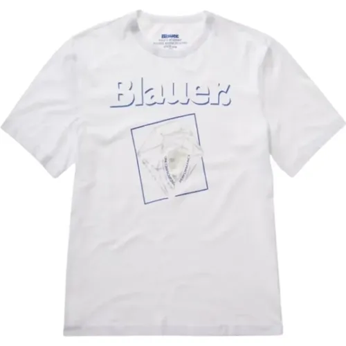 Printed T-Shirt , male, Sizes: M - Blauer - Modalova