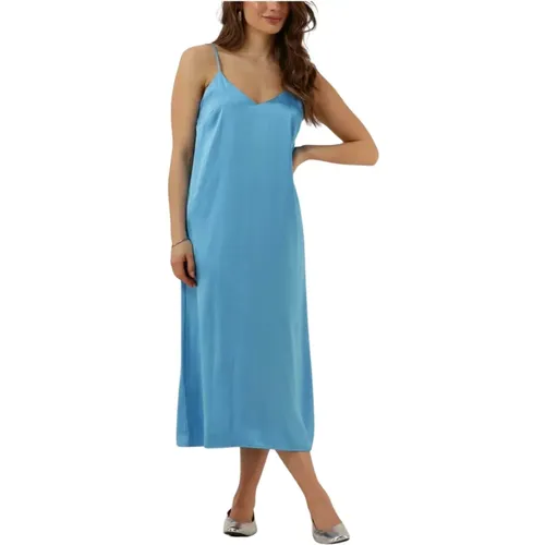 Blaues Midi Slip Kleid für den Sommer , Damen, Größe: M - Envii - Modalova