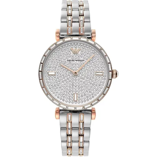 Elegante zweifarbige Kristall-Pave-Uhr - Emporio Armani - Modalova