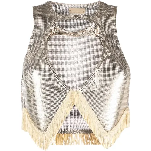 Stunning Light Gold Cropped Top , female, Sizes: M - Paco Rabanne - Modalova